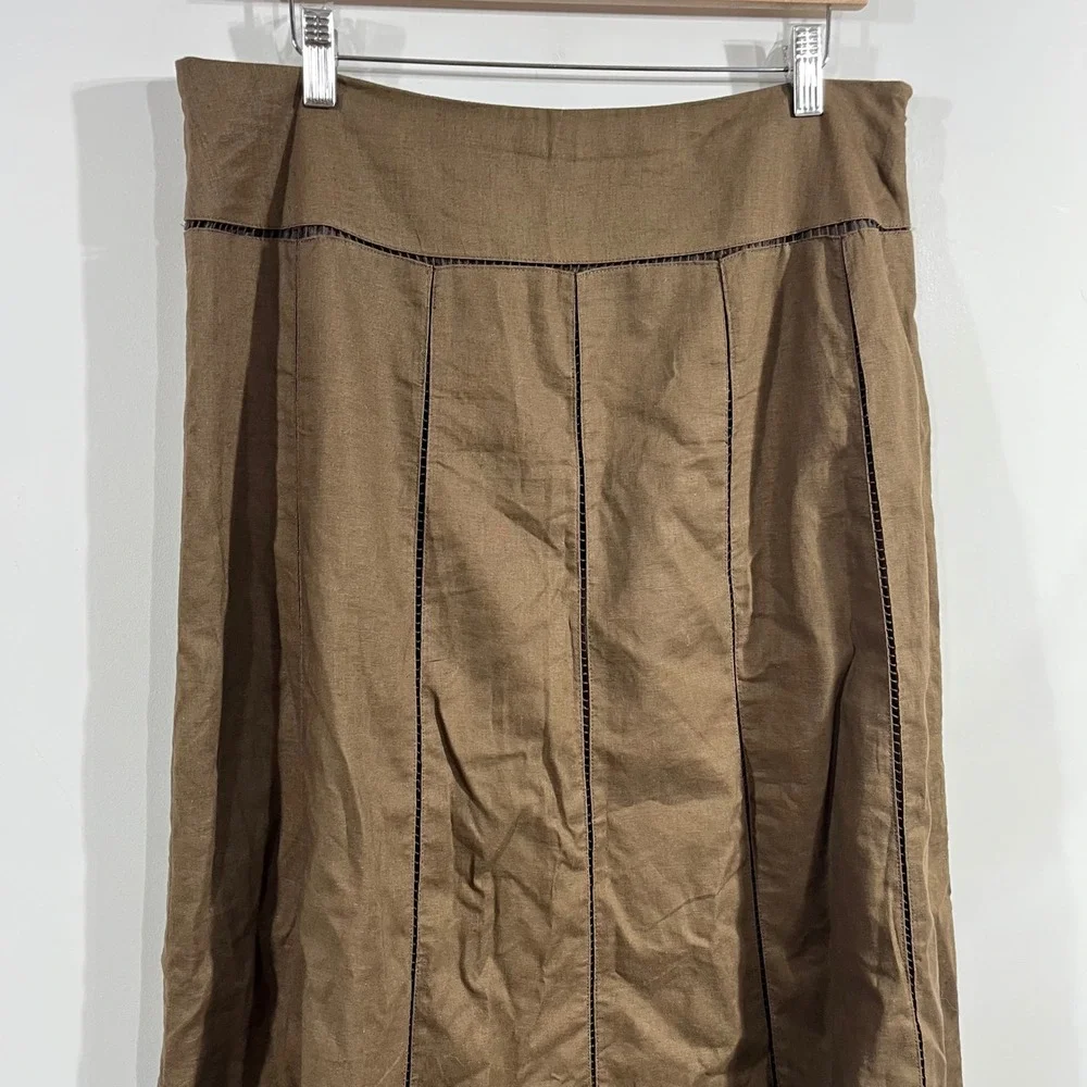 Alexandra Bartlett VTG Renfair Brown Linen Blend Fairy Grunge Maxi Skirt Size 10